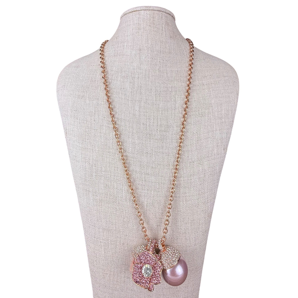 Isaac Mizrahi Live Women's Rose Gold Tone Chain Necklace With Interchangeable Pendants