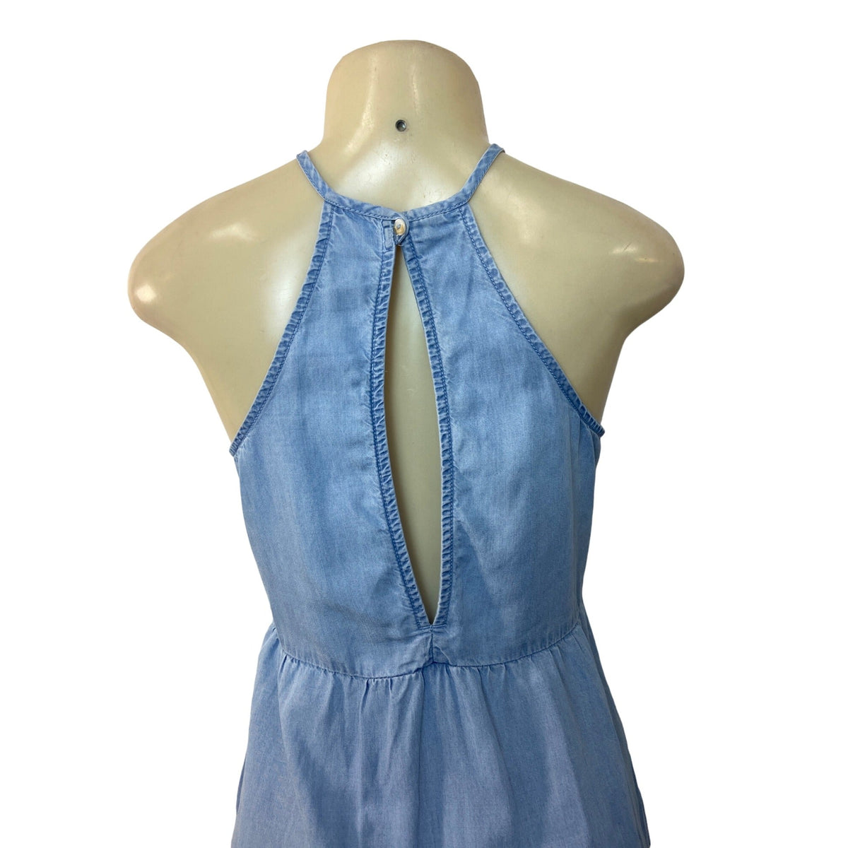 Mango Denim Women's Blue Frill Denim Style Sun Dress Sz XS