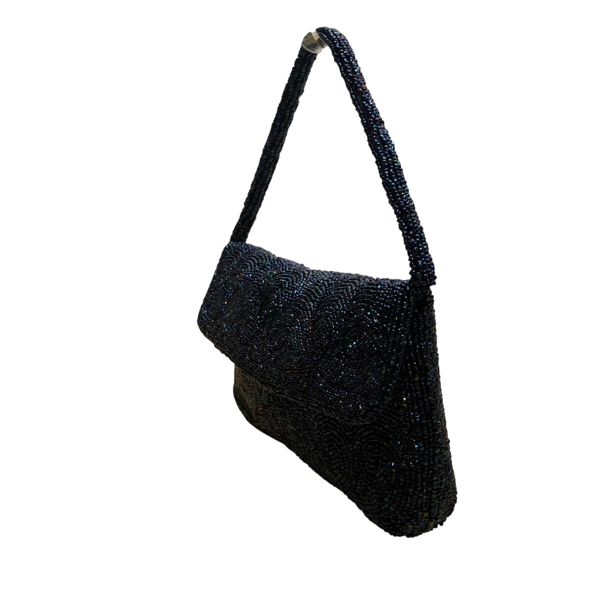 Handmade In France Women’s Blue Beaded With Satin Lining Clutch Purse Size S