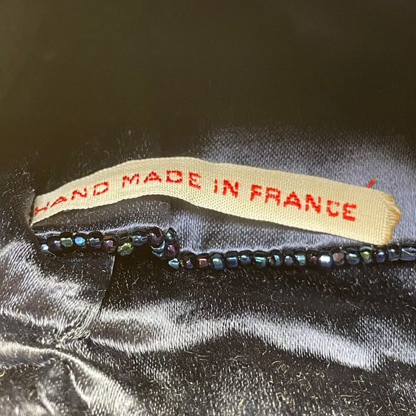 Handmade In France Women’s Blue Beaded With Satin Lining Clutch Purse Size S