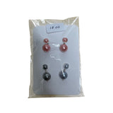 Dual-Tone Womens Pearl Drop Stud Earrings Set Pink & Gray Versatile Fashion Jewelry