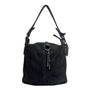 Nino Louise Womens Black Suede Shoulder Handbag With Silver Accents Size M