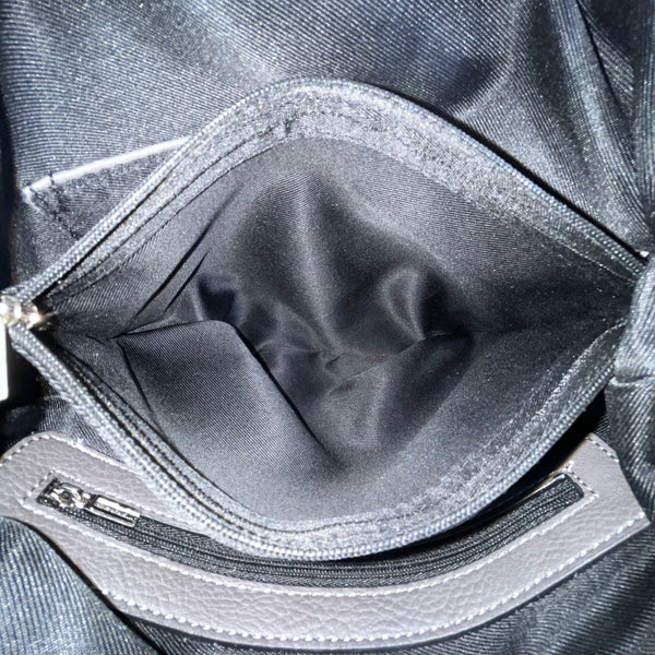 Nino Louise Womens Black Suede Shoulder Handbag With Silver Accents Size M