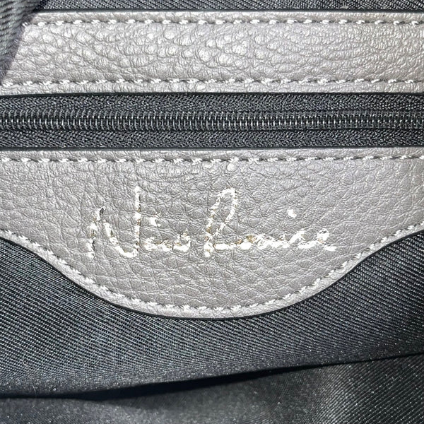 Nino Louise Womens Black Suede Shoulder Handbag With Silver Accents Size M