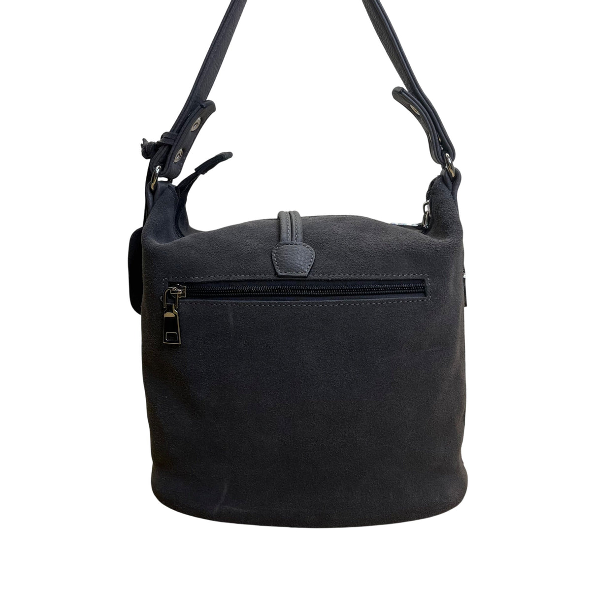 Nino Louise Womens Black Suede Shoulder Handbag With Silver Accents Size M