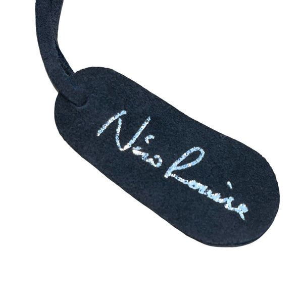 Nino Louise Womens Black Suede Shoulder Handbag With Silver Accents Size M
