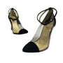 Christian Louboutin Women’s Black And Clear Pointed Toe Ankle Strap Heels Size 40