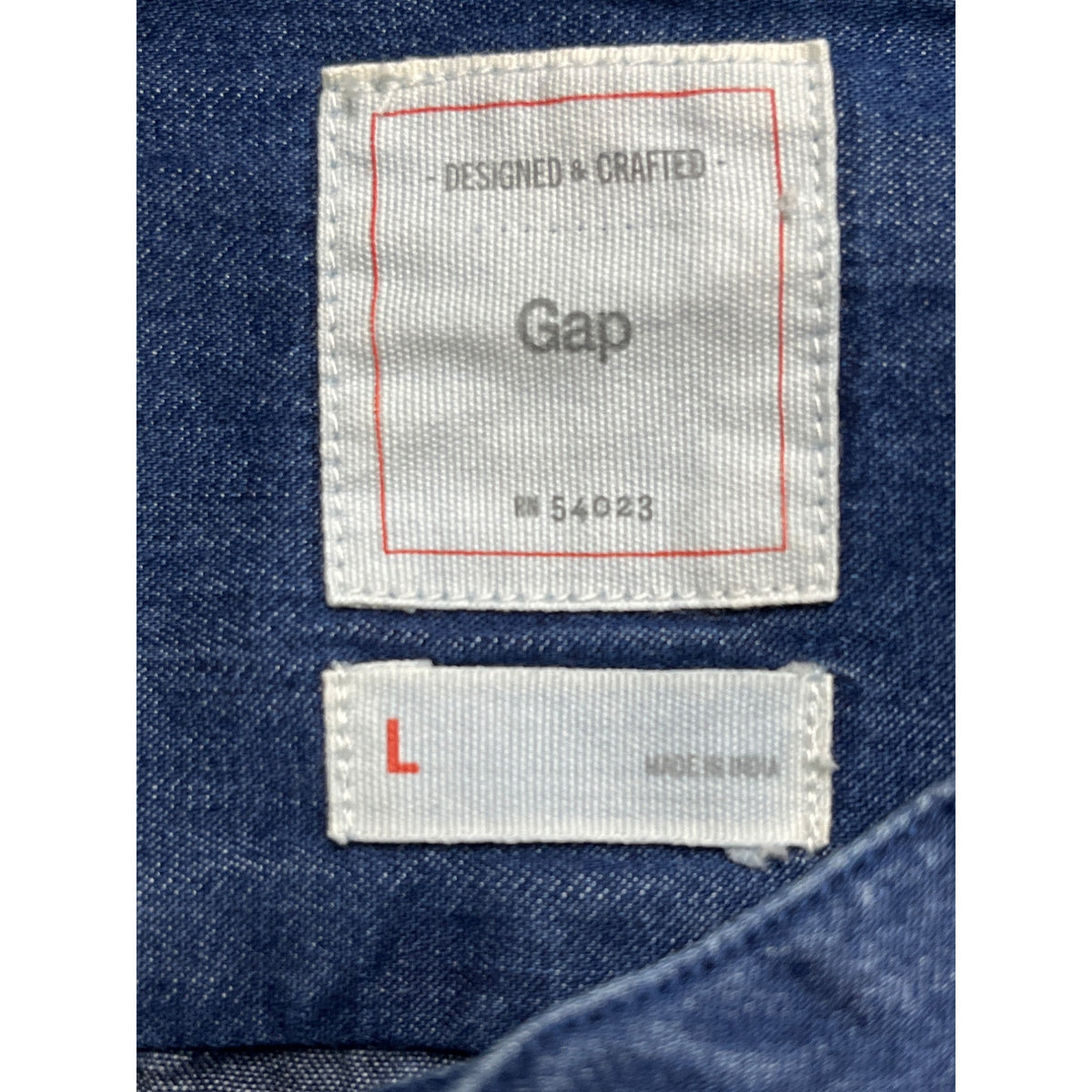 Gap Mens Blue Denim Button Down Shirt Mandarin Collar Lightweight Size L