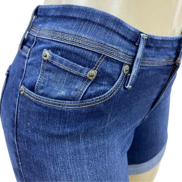 Levis Women's Denim Shorts Rolled Hem Mid Rise Medium Wash Blue Size 2