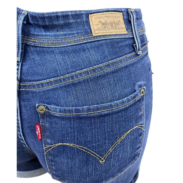 Levis Women's Denim Shorts Rolled Hem Mid Rise Medium Wash Blue Size 2