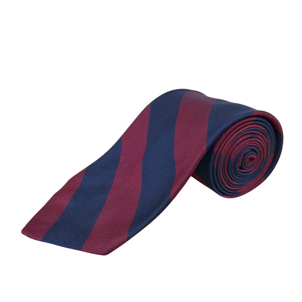 Vintage Brooks Brothers Men’s Burgundy & Navy Striped Silk Tie Made In USA