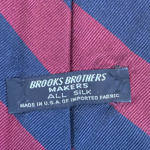 Vintage Brooks Brothers Men’s Burgundy & Navy Striped Silk Tie Made In USA