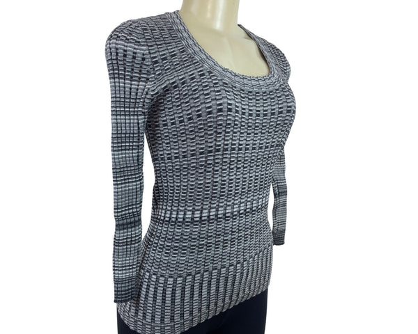 The Limited Black & White  Knit Long Sleeve Scoop Neck Sweater Size S - New