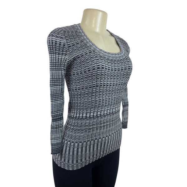 The Limited Black & White  Knit Long Sleeve Scoop Neck Sweater Size S - New