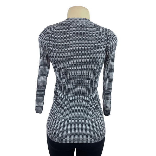 The Limited Black & White  Knit Long Sleeve Scoop Neck Sweater Size S - New