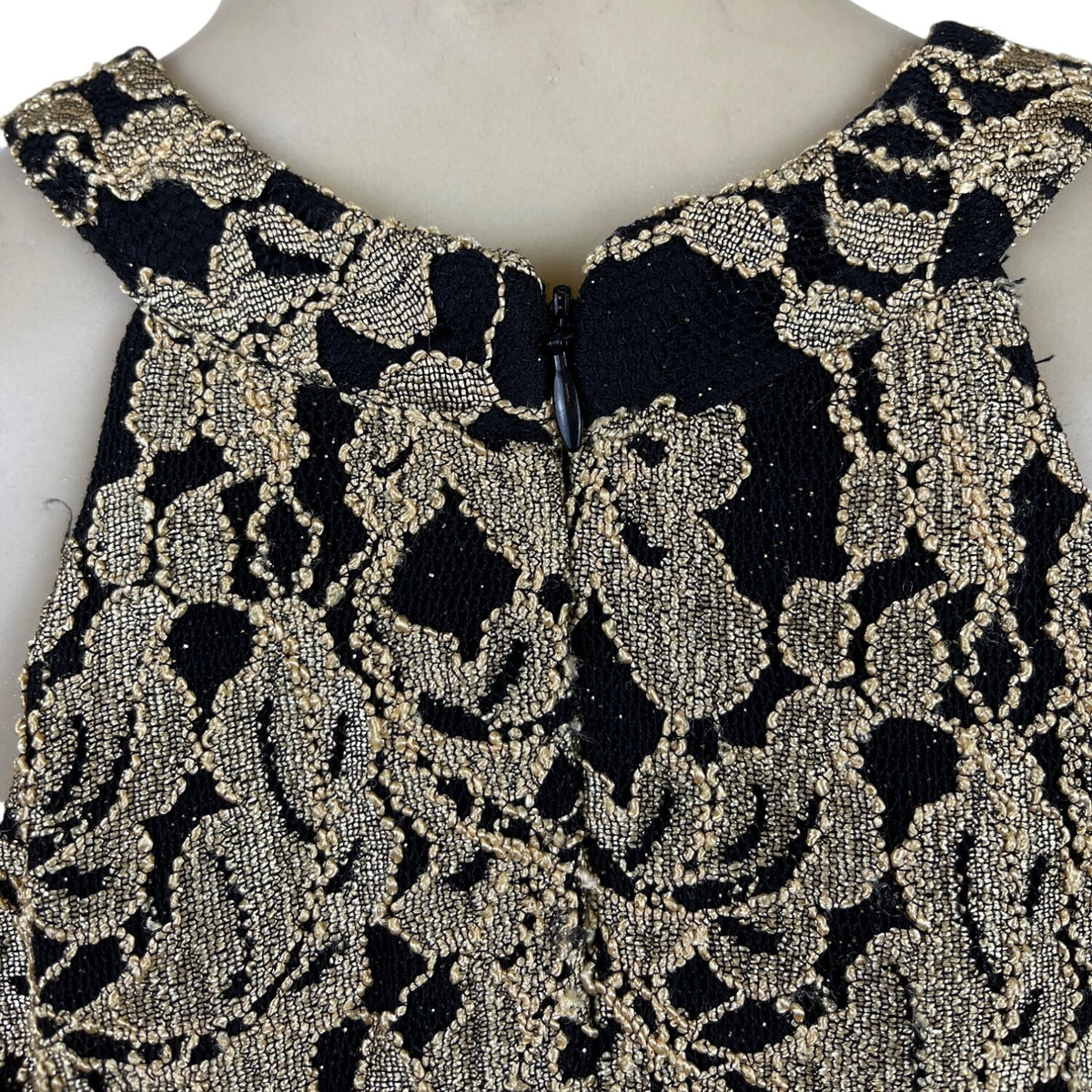 Nightway Black & Gold Halter Mermaid Long Lace Formal Dress Floral Sz 6