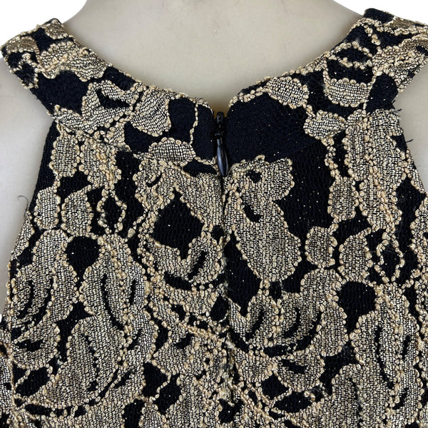 Nightway Black & Gold Halter Mermaid Long Lace Formal Dress Floral Sz 6