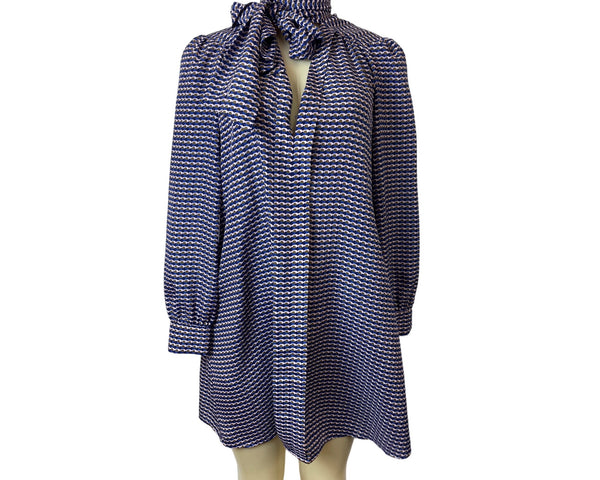CeCe By Cynthia Steffe Womens Patterned Bow Tie Neck Dress Size 2