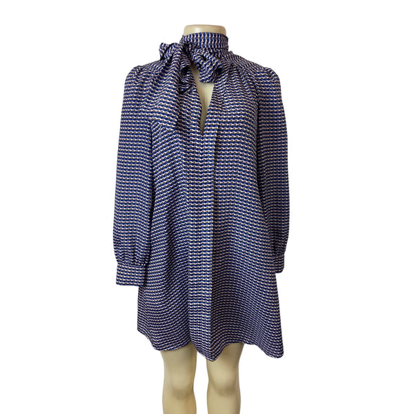 CeCe By Cynthia Steffe Womens Patterned Bow Tie Neck Dress Size 2