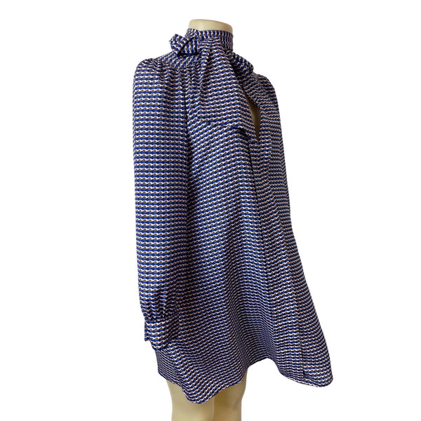 CeCe By Cynthia Steffe Womens Patterned Bow Tie Neck Dress Size 2