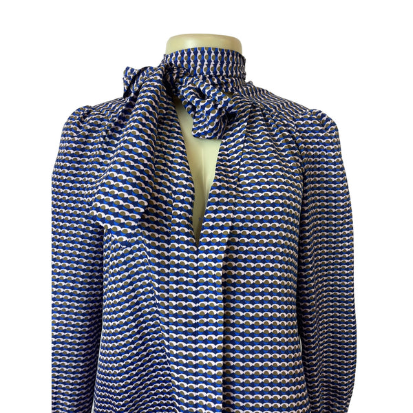 CeCe By Cynthia Steffe Womens Patterned Bow Tie Neck Dress Size 2