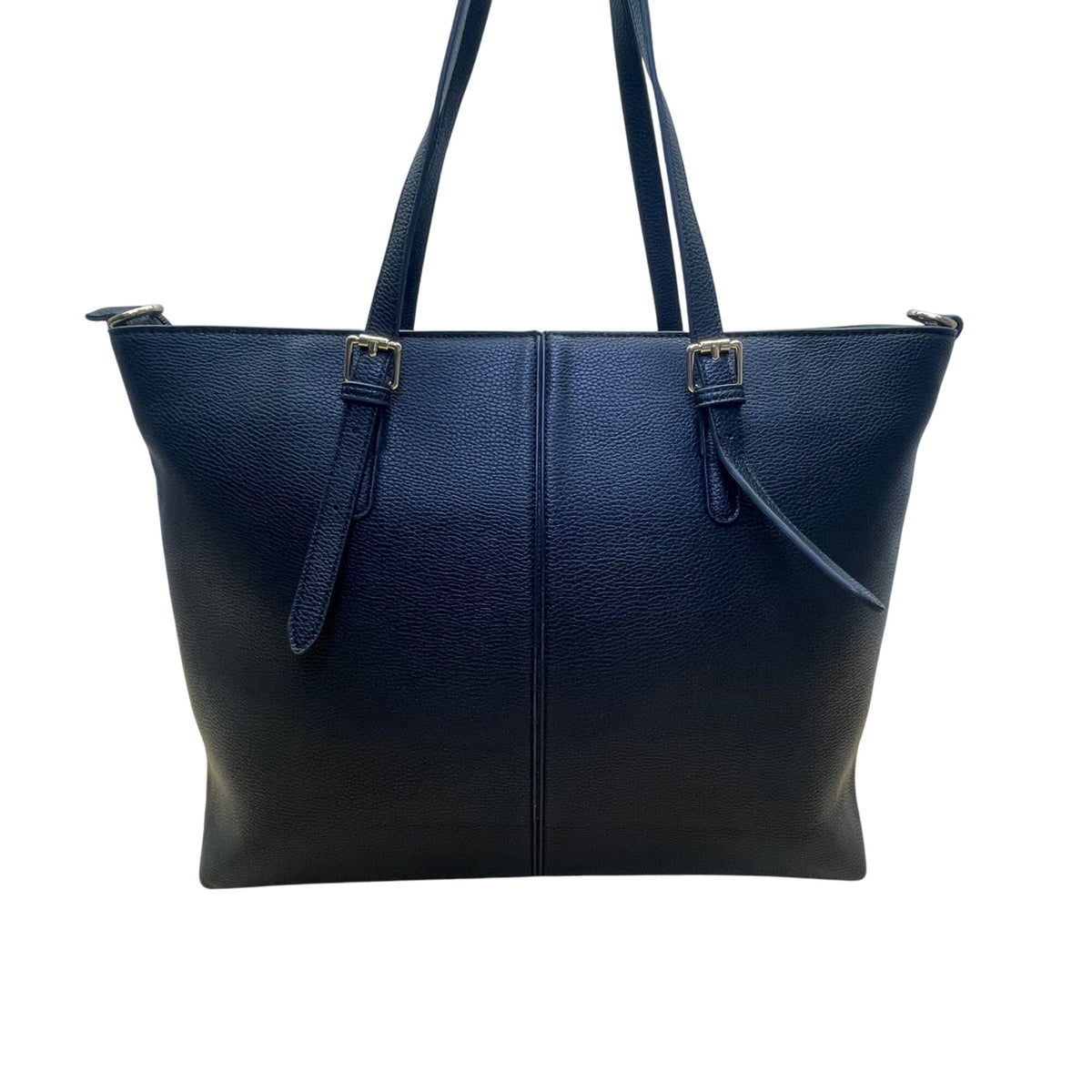 Women’s Black Faux Leather With Adjustable Straps & Gold Accents Tote Bag