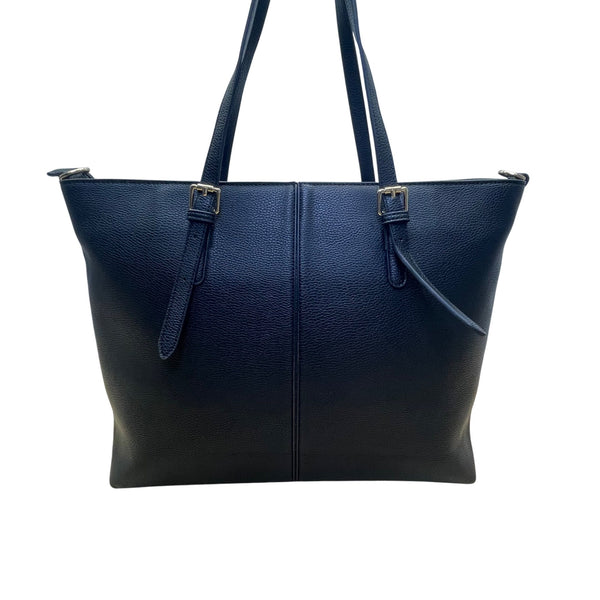 Women’s Black Faux Leather With Adjustable Straps & Gold Accents Tote Bag