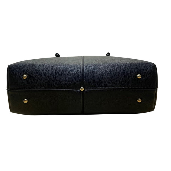 Women’s Black Faux Leather With Adjustable Straps & Gold Accents Tote Bag