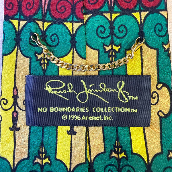 Rush Limbaugh No Baudaries Collections Yellow/Teal Silk Tie Vibrant Design