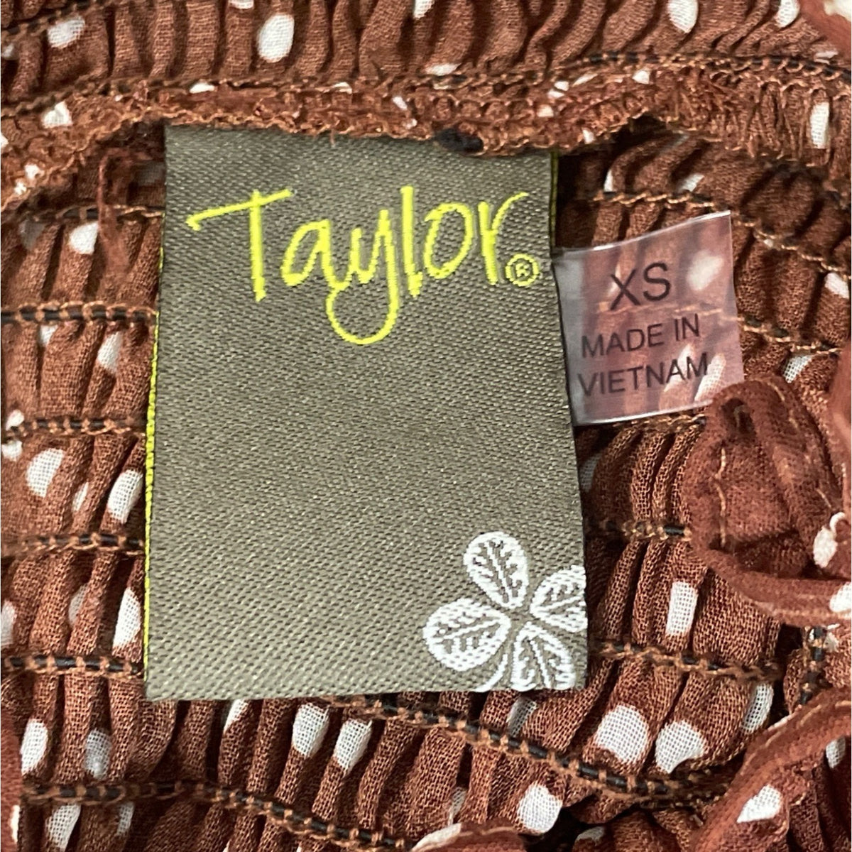 Taylor Women's Brown Polka Dot Tiered Dress With Mock Neck Sz XS - New