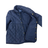 Polo Ralph Lauren Girls Quilted Navy Blue Jacket With Gold Snap Buttons Size 6X