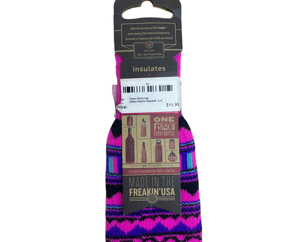Freaker USA Pink Multi-Color Knit Bottle Insulator Fresh Prints Design