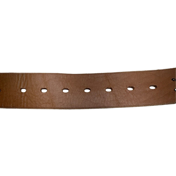 Antik Denim Brown Leather Belt W/ Silver Buckle & Decorative Studs Sz 38/40