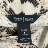 White House Black Market Snakeskin Print Button-Up Blouse W/ Pockets Womens Sz 4