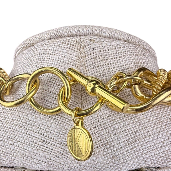 Vintage  Gold Tone Chunky Statement Necklace For Women