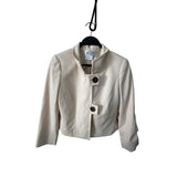 Worth Womens Beige Wool Blend Cropped Blazer Jacket Size 4 Stylish China-Made