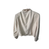 Worth Womens Beige Wool Blend Cropped Blazer Jacket Size 4 Stylish China-Made
