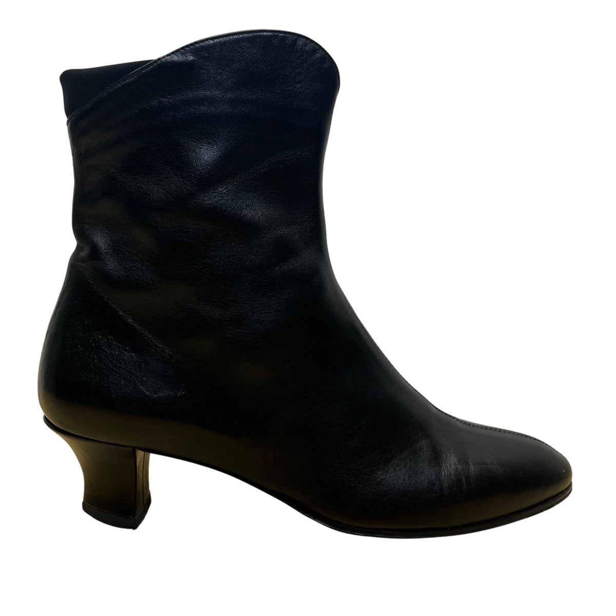 Thierry Rabotin Women’s Black Leather Ankle Boots Low Heel Size 38