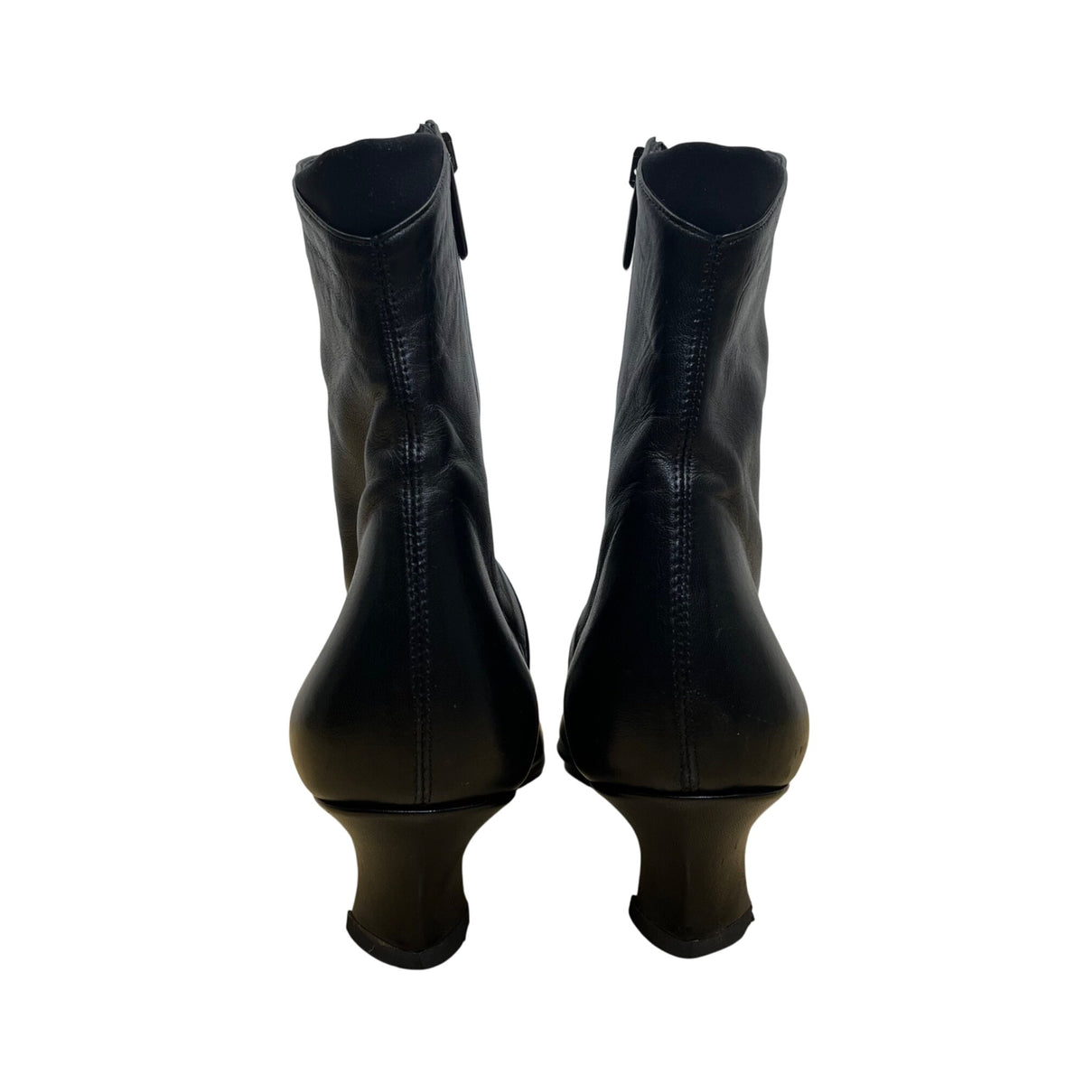 Thierry Rabotin Women’s Black Leather Ankle Boots Low Heel Size 38