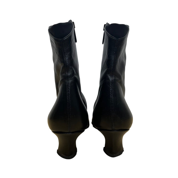 Thierry Rabotin Women’s Black Leather Ankle Boots Low Heel Size 38