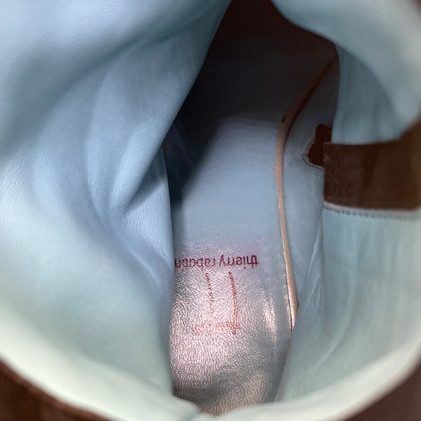 Thierry Rabotin Women’s Black Leather Ankle Boots Low Heel Size 38