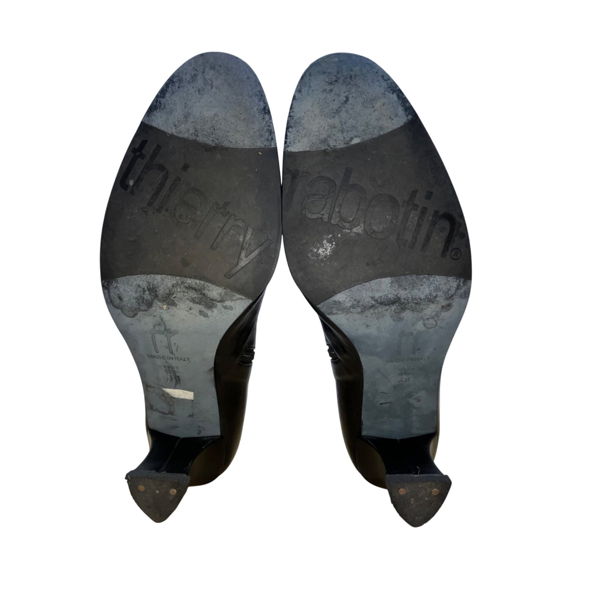 Thierry Rabotin Women’s Black Leather Ankle Boots Low Heel Size 38