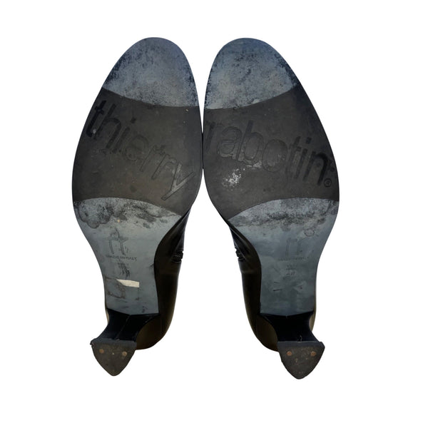 Thierry Rabotin Women’s Black Leather Ankle Boots Low Heel Size 38