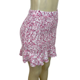 O.Vianca Women's Pink & White Floral Smocked Mini Skirt Sz L- New