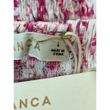 O.Vianca Women's Pink & White Floral Smocked Mini Skirt Sz L- New