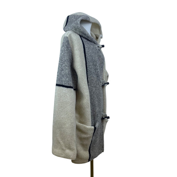 Maralyce Ferree Women's Beige & Gray Hooded Toggle Coat Warm Casual Cozy Size M