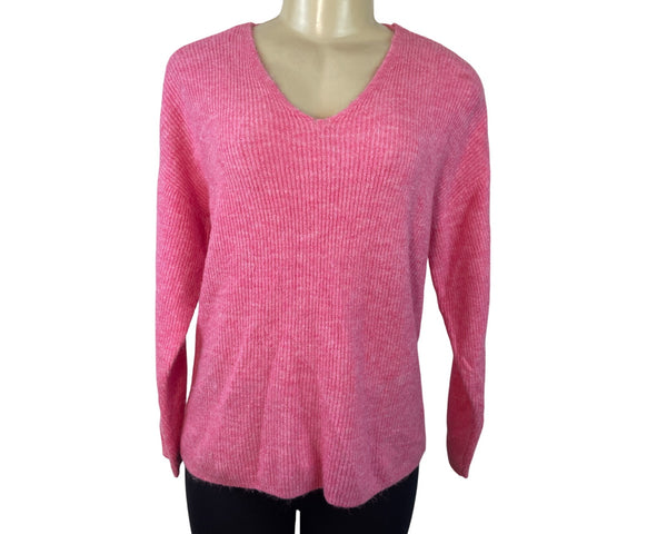 Vero Moda Pink Ribbed Knit Long Sleeve V-Neck Sweater Size XS