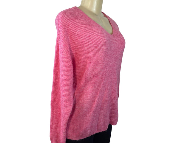 Vero Moda Pink Ribbed Knit Long Sleeve V-Neck Sweater Size XS