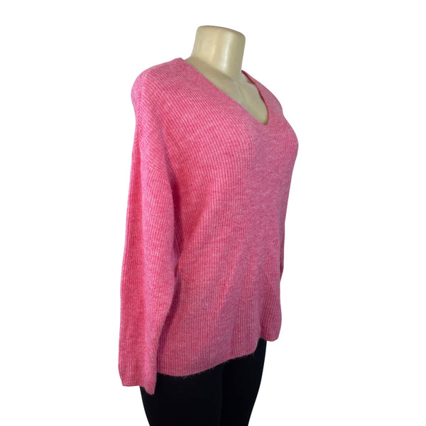 Vero Moda Pink Ribbed Knit Long Sleeve V-Neck Sweater Size XS