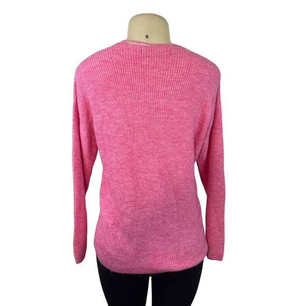 Vero Moda Pink Ribbed Knit Long Sleeve V-Neck Sweater Size XS